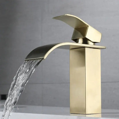 Modern brushed gold stainless steel basin faucet bathroom waterfall tap