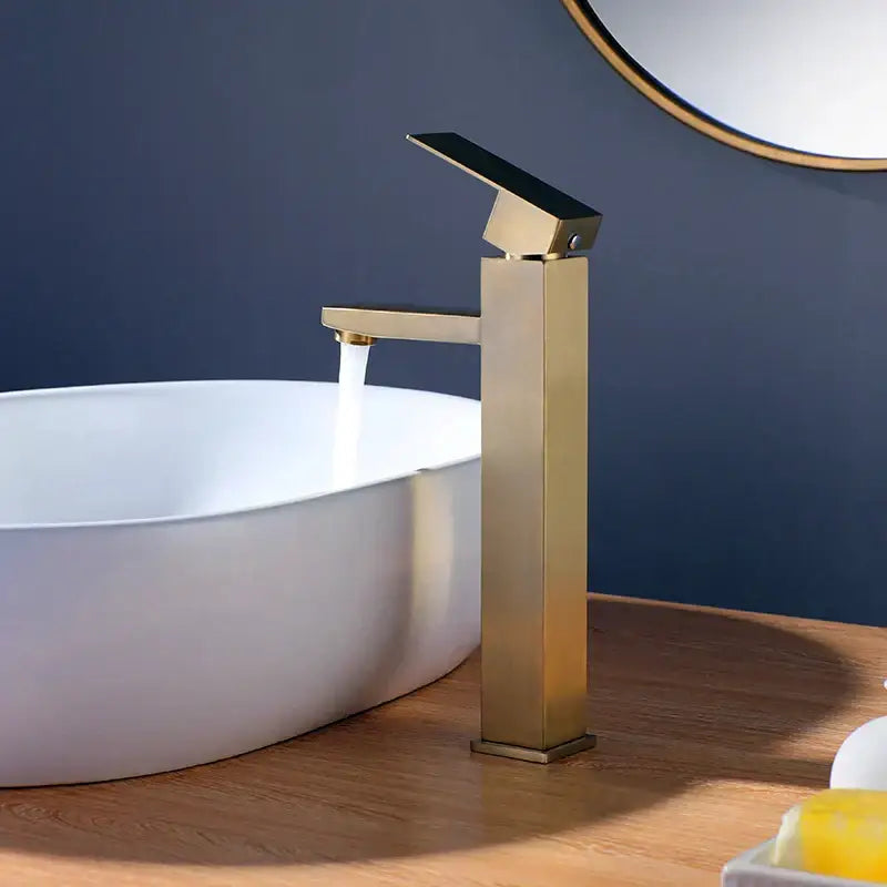 Modern brushed gold stainless steel basin mixer faucet bathroom