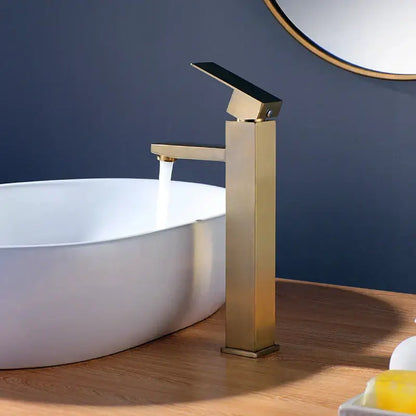 Modern brushed gold stainless steel basin mixer faucet bathroom