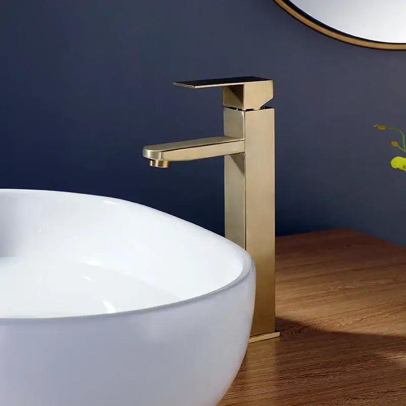Modern brushed gold stainless steel basin mixer faucet bathroom