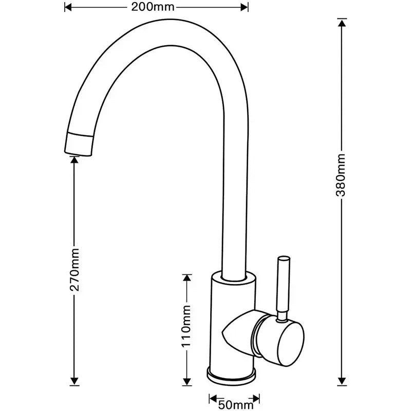 Modern brushed gold stainless steel kitchen faucet with curved spout