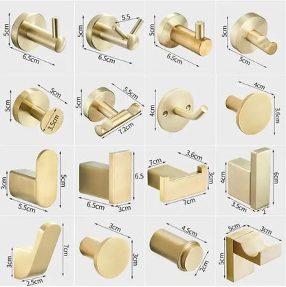 Modern brushed gold stainless steel robe hook bathroom hanger