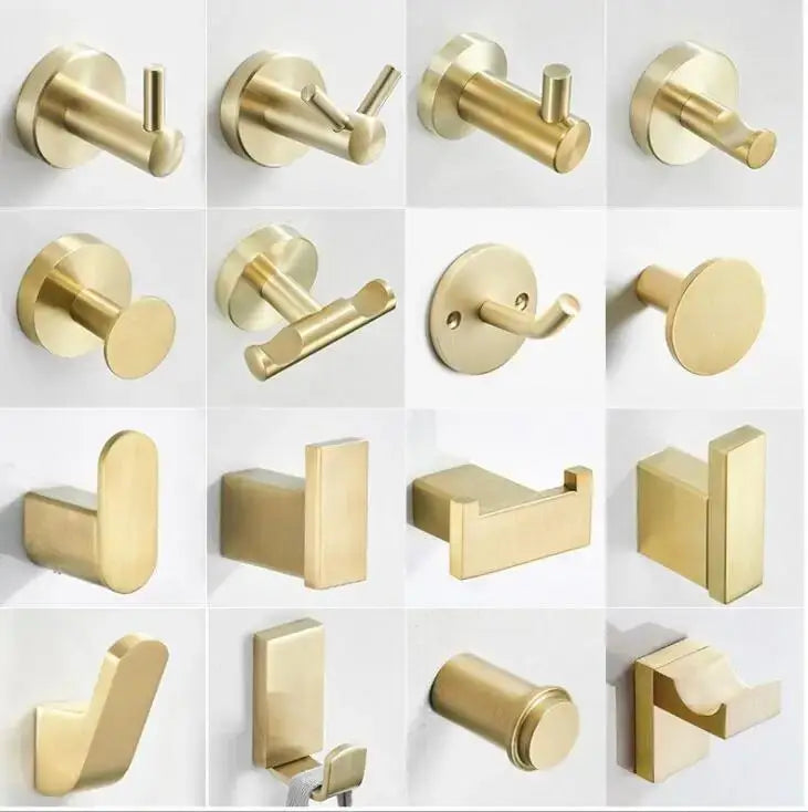 Modern brushed gold stainless steel robe hook bathroom hanger