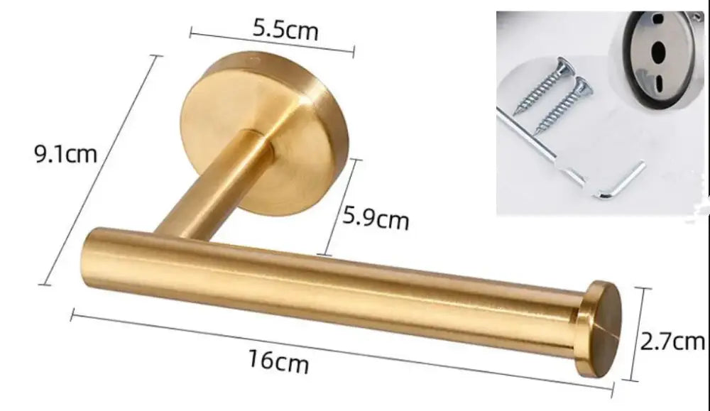 Modern brushed gold stainless steel toilet paper holder kitchen rack