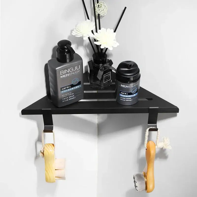 Modern brushed gold stainless steel triangle rack shower storage bathroom