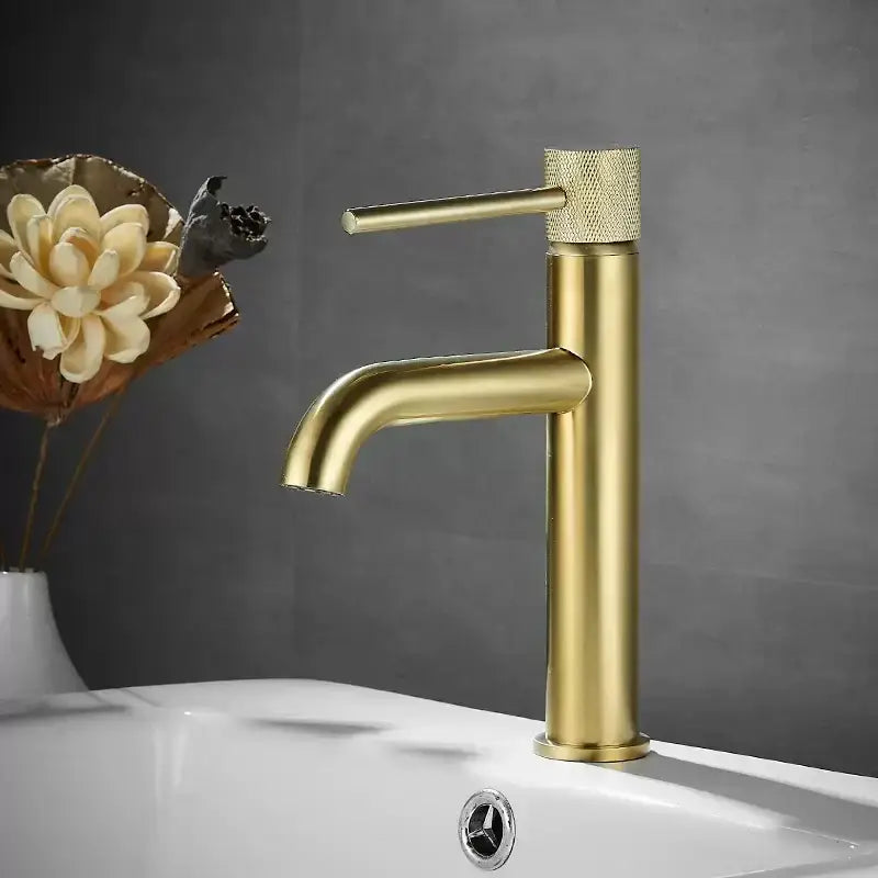 Modern brushed gold swivel faucet bathroom basin sink crane