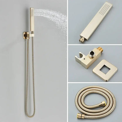 Modern brushed gold thermostatic shower faucet set bathroom rain head