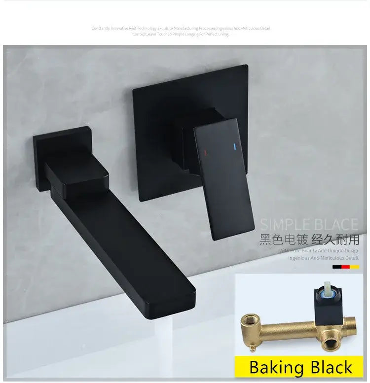 Modern brushed gold wall mounted basin faucet set bathroom mixer tap