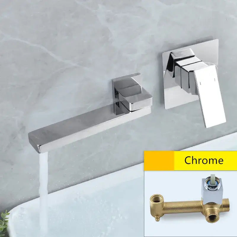 Modern brushed gold wall mounted basin faucet set bathroom mixer tap