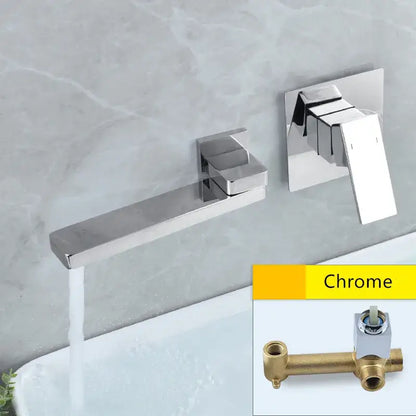 Modern brushed gold wall mounted basin faucet set bathroom mixer tap