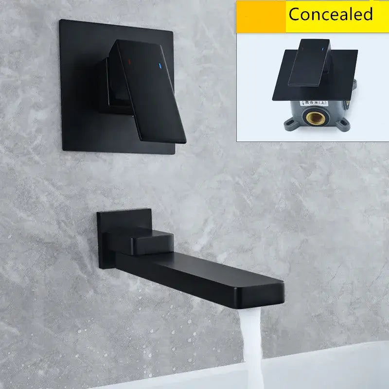 Modern brushed gold wall mounted basin faucet set bathroom mixer tap