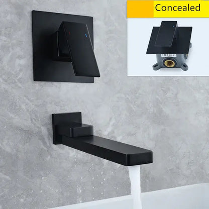 Modern brushed gold wall mounted basin faucet set bathroom mixer tap