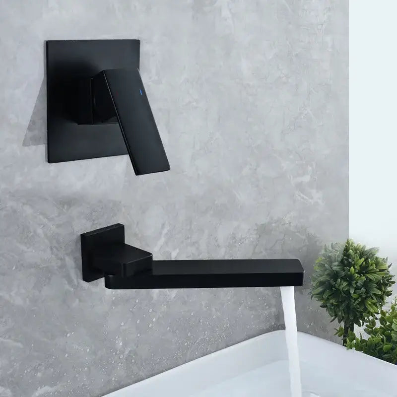 Modern brushed gold wall mounted basin faucet set bathroom mixer tap