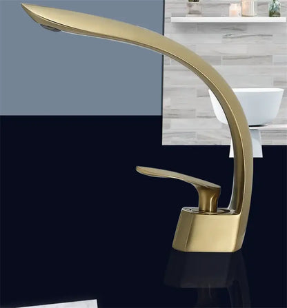 Modern brushed gold waterfall basin faucet bathroom mixer tap