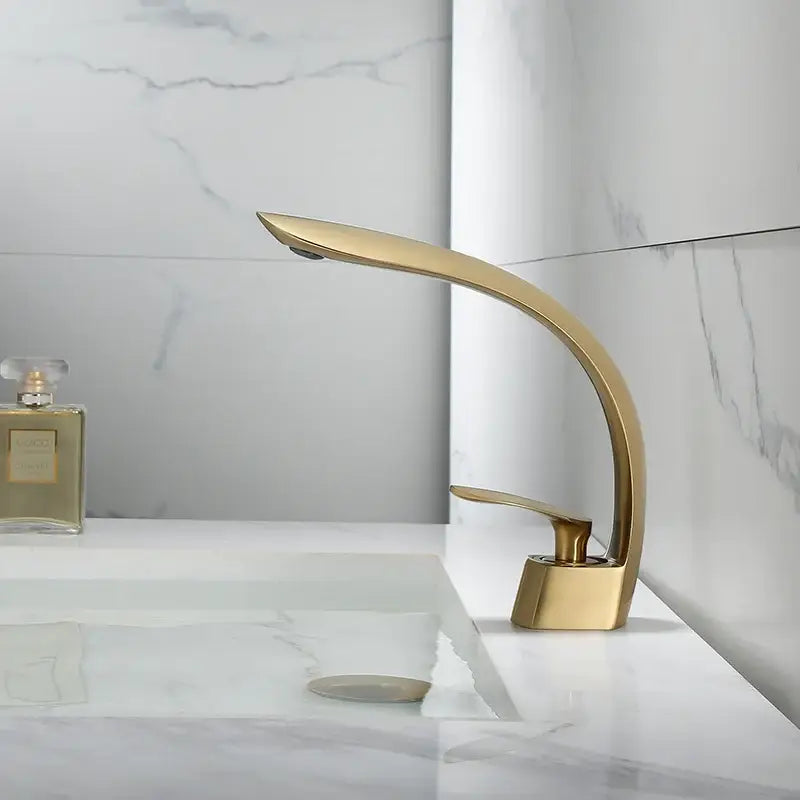 Modern brushed gold waterfall basin faucet bathroom mixer tap