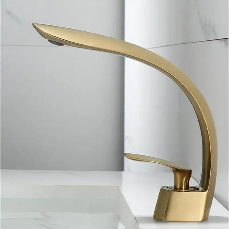 Modern brushed gold waterfall basin faucet bathroom mixer tap
