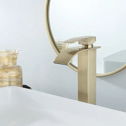 Modern brushed gold waterfall basin faucet bathroom single handle tap