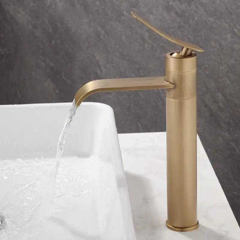 Modern brushed gold waterfall basin mixer bronze bathroom sink tap
