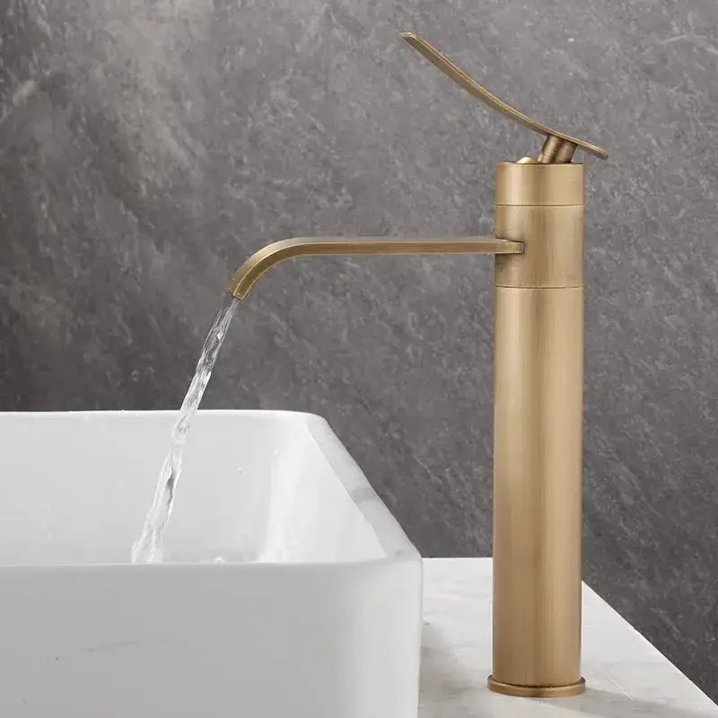 Modern brushed gold waterfall basin mixer bronze bathroom sink tap