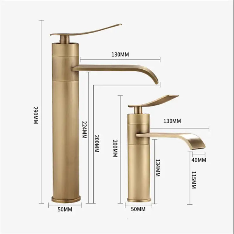 Modern brushed gold waterfall basin mixer bronze bathroom sink tap