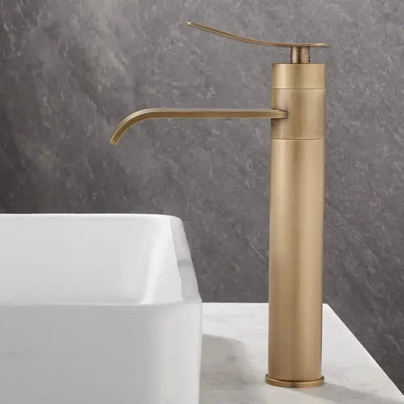 Modern brushed gold waterfall basin mixer bronze bathroom sink tap