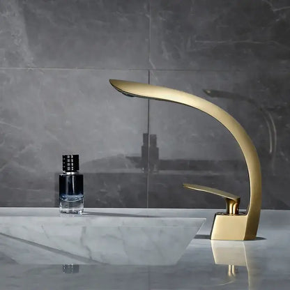 Modern brushed gold waterfall basin mixer tap bathroom faucet