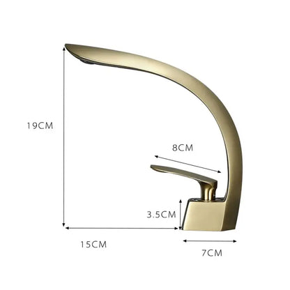Modern brushed gold waterfall basin mixer tap bathroom faucet