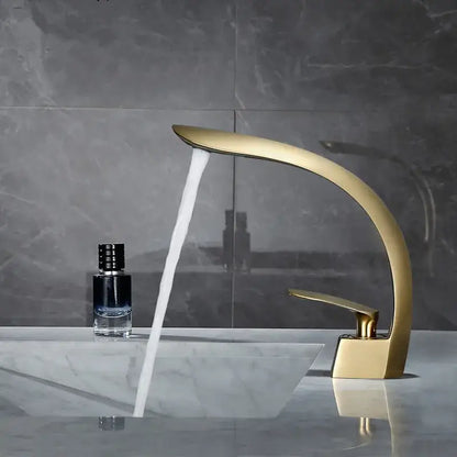 Modern brushed gold waterfall basin mixer tap bathroom faucet