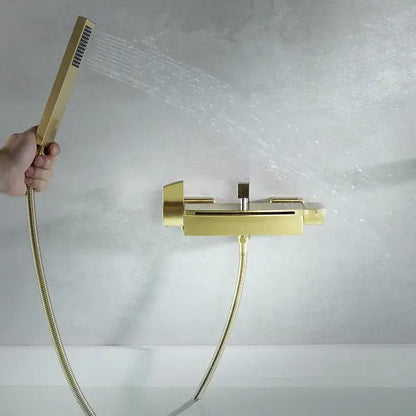 Modern brushed gold waterfall shower faucet set bathroom mixer