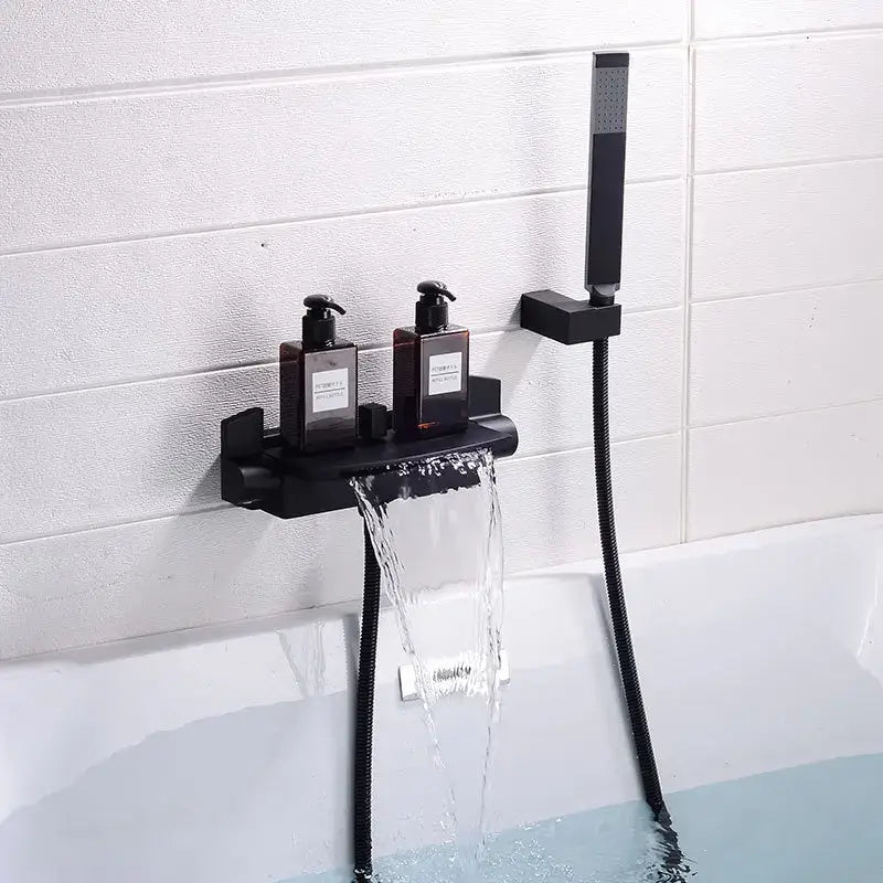 Modern brushed gold waterfall shower faucet set bathroom mixer