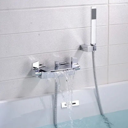 Modern brushed gold waterfall shower faucet set bathroom mixer