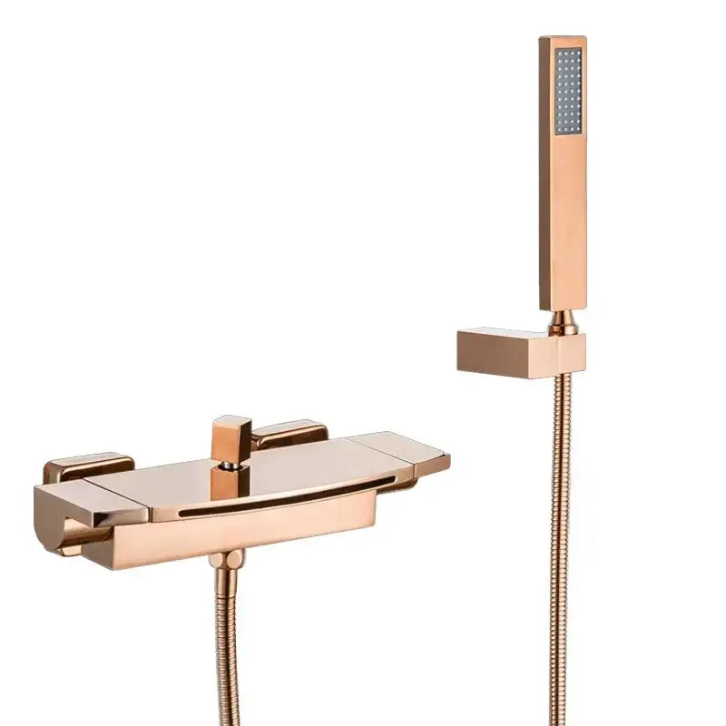 Modern brushed gold waterfall shower faucet set bathroom mixer