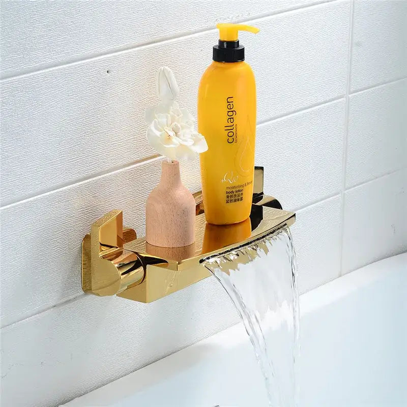 Modern brushed gold waterfall shower faucet set bathroom mixer