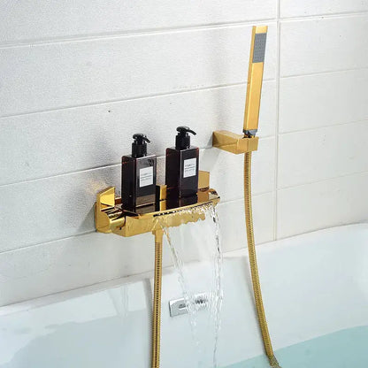 Modern brushed gold waterfall shower faucet set bathroom mixer