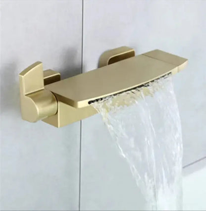 Modern brushed gold waterfall shower faucet set bathroom mixer