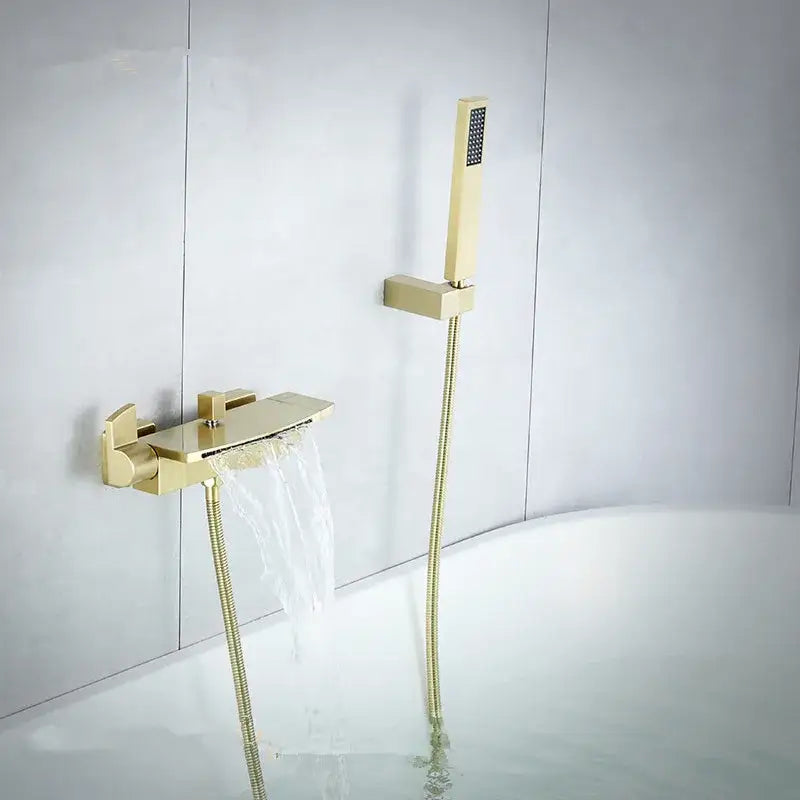 Modern brushed gold waterfall shower faucet set bathroom mixer