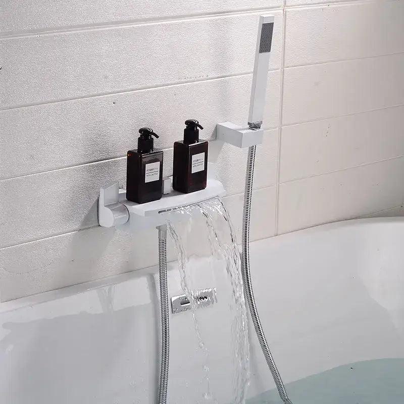 Modern brushed gold waterfall shower faucet set bathroom mixer
