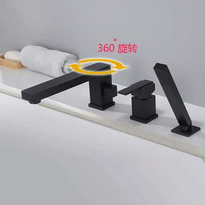 Modern brushed gold widespread shower faucet with handheld bathroom set