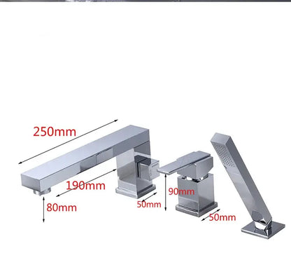 Modern brushed gold widespread shower faucet with handheld bathroom set