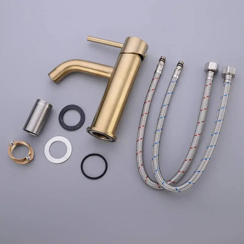 Modern brushed golden brass basin faucet bathroom mixer tap