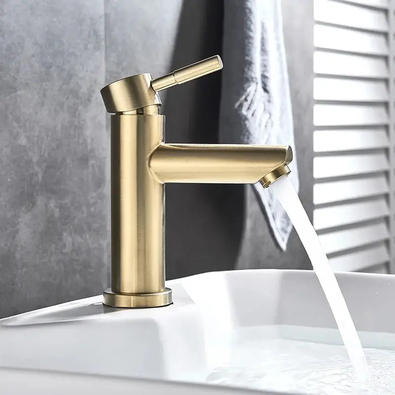 Modern brushed golden brass basin faucet bathroom mixer tap