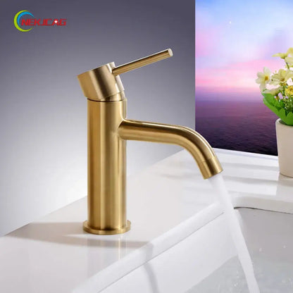Modern brushed golden brass basin faucet bathroom mixer tap