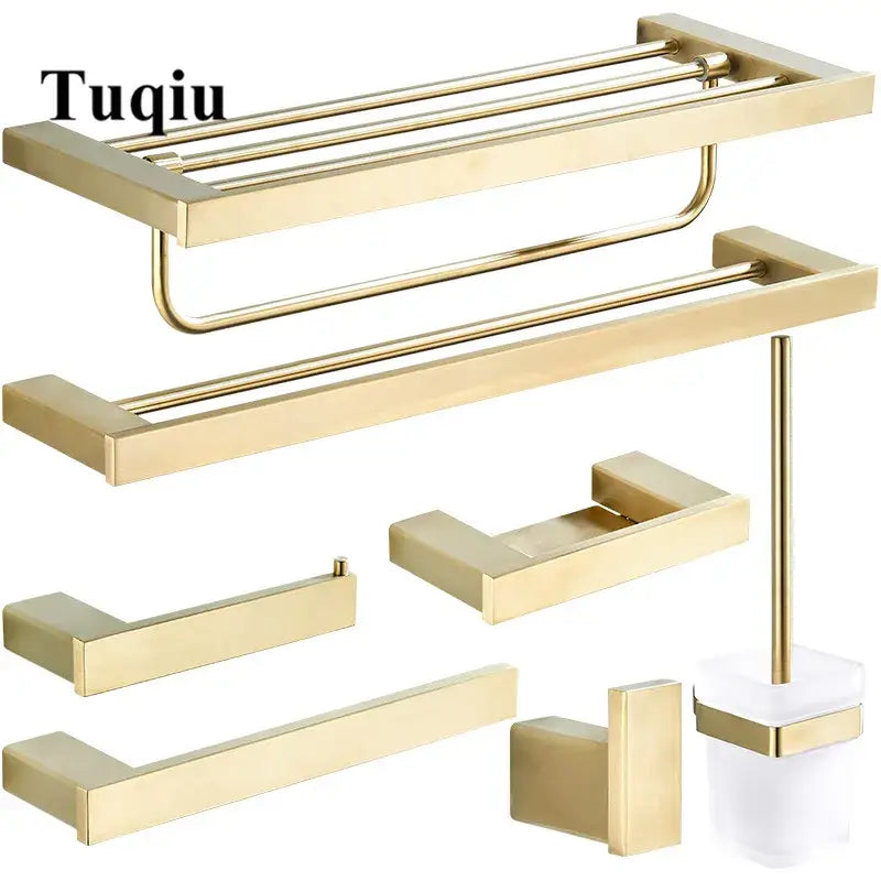 Modern brushed matt gold decorbites bath set bathroom accessories