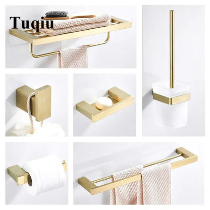 Modern brushed matt gold decorbites bath set bathroom accessories