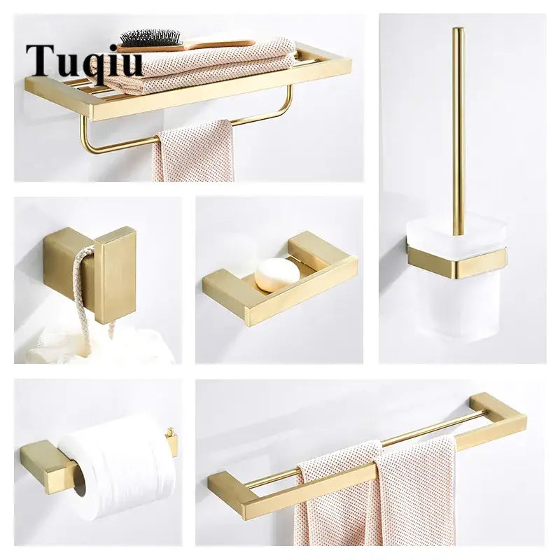 Modern brushed matt gold bath set bathroom accessories