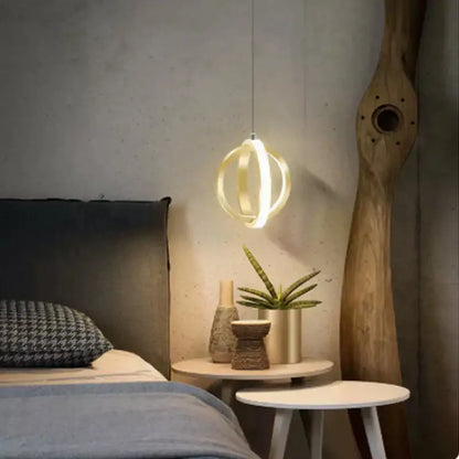 Modern brushed metal & white led bedside pendant light bedroom
