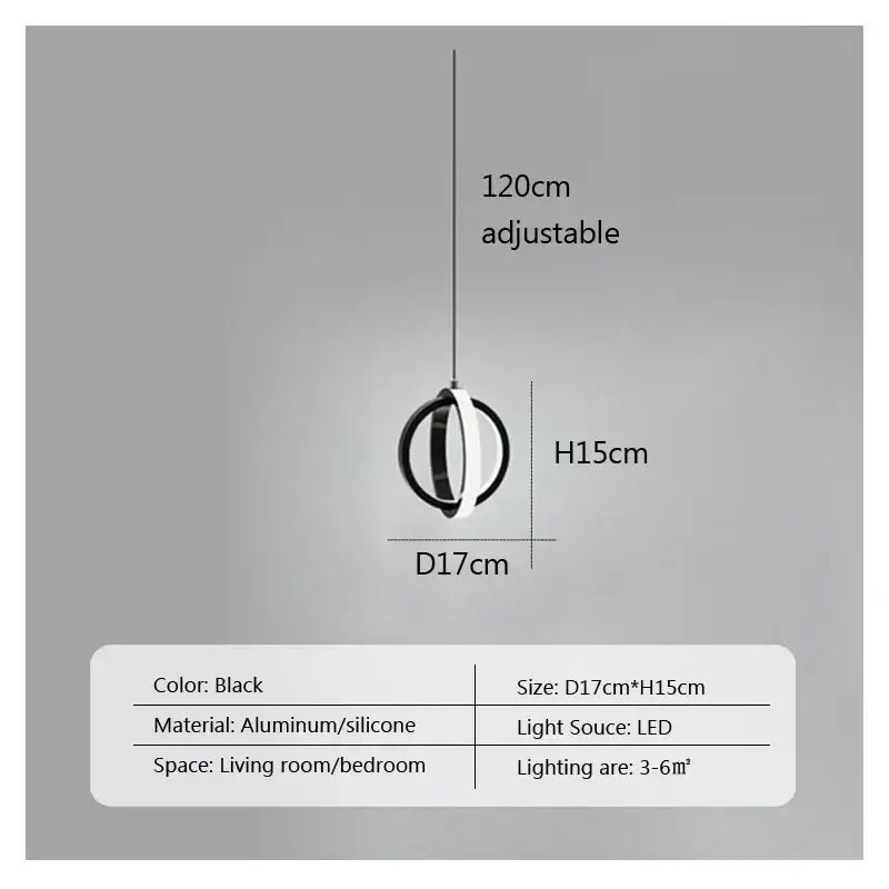 Modern brushed metal & white led bedside pendant light bedroom