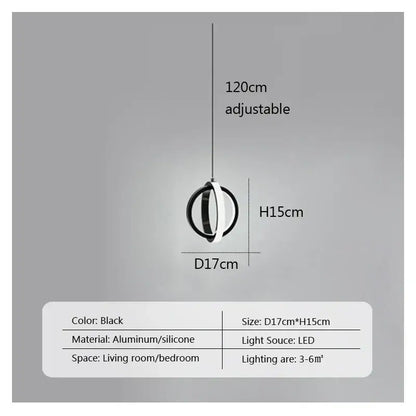 Modern brushed metal & white led bedside pendant light bedroom