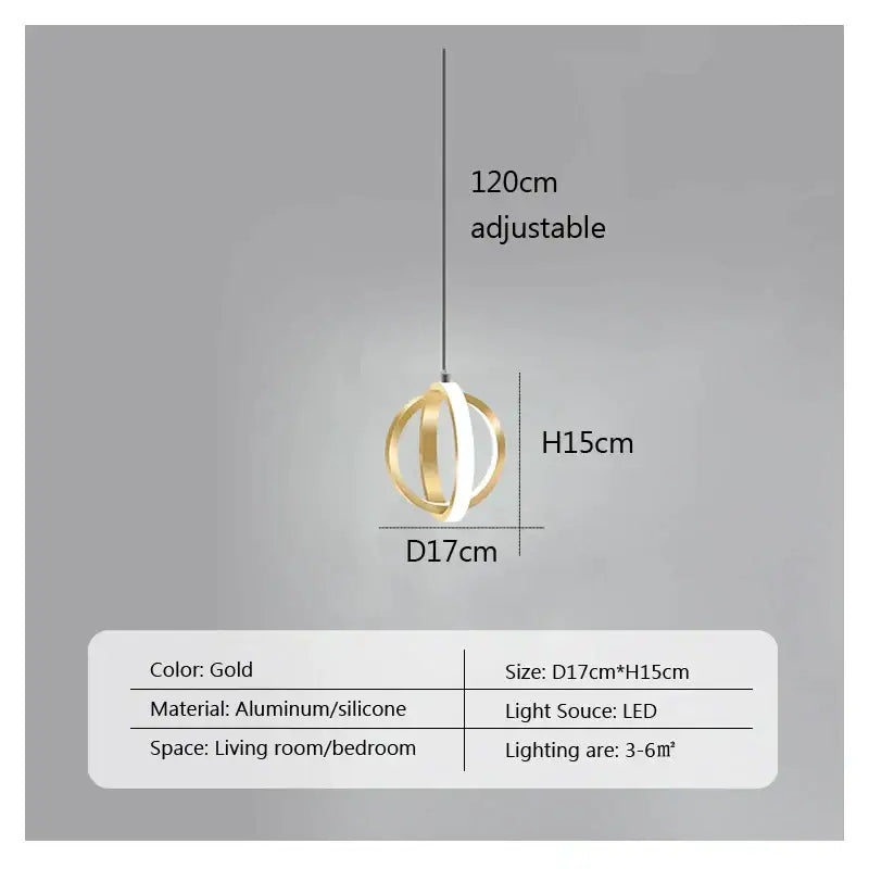 Modern brushed metal & white led bedside pendant light bedroom