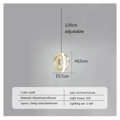 Modern brushed metal & white led bedside pendant light bedroom
